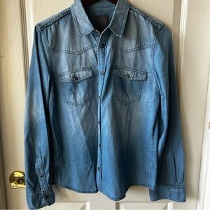 JD The Shirt Men’s Denim Chambray Western Button Up Shirt